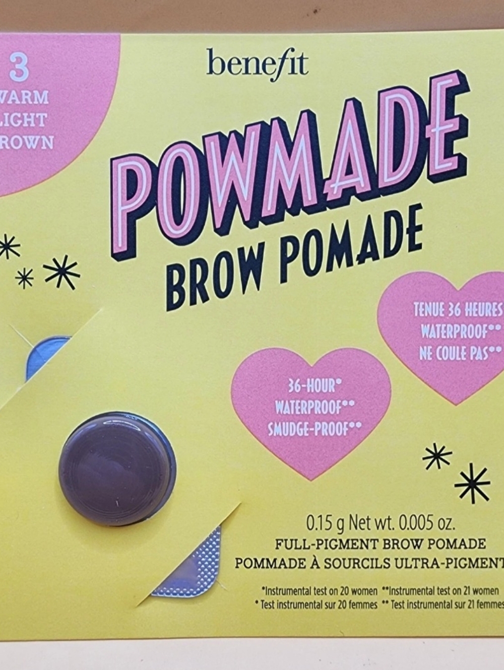 39 pc POWmade Waterproof Brow Pomade (3 Warm Light Brown) 0.15g Benefit Cosmetic
